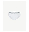 Emporio Armani Logo Stretch-cotton Briefs, Mens, Size: Xl, White