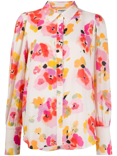 Essentiel Antwerp Antwerp Vileda Big Shoulder Shirt In Floral Print In White