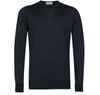 John Smedley Merino Wool V-neck Blenheim Sweater In Navy