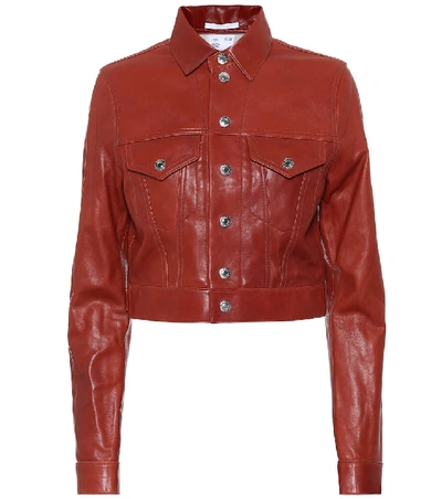Helmut Lang Giubbino Cropped Pelle Tabacco In Brown