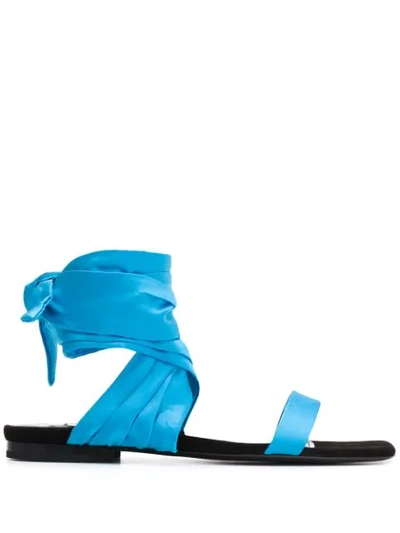 Attico Miami Laced Sandals In Turquoise