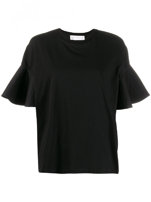 Victoria Victoria Beckham T-shirt Nera Maniche Volant In Black | ModeSens