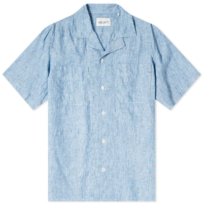 Albam Short Sleeve Linen Revere Collar Shirt Light Blue