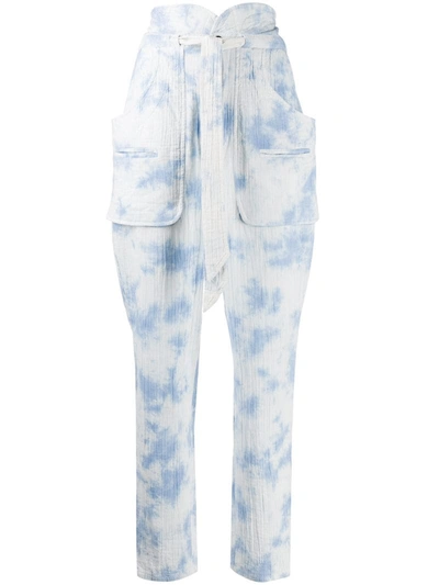 Isabel Marant Étoile Pantalone Bessie Blu Chiaro Effetto Tie Dye In White