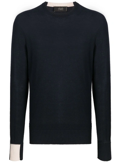 Maison Flaneur Crew Neck Jumper In Blue