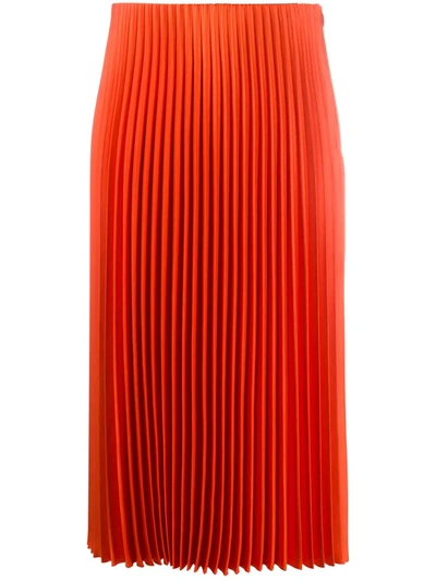 Theory Pleated Straight Skirt In Red