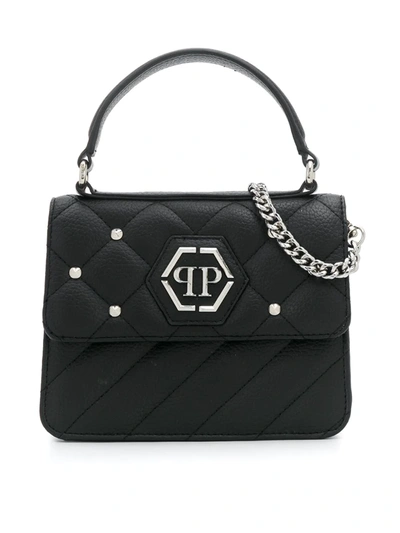 Philipp Plein Kids' Hexagon Logo Studded Shoulder Bag In Black