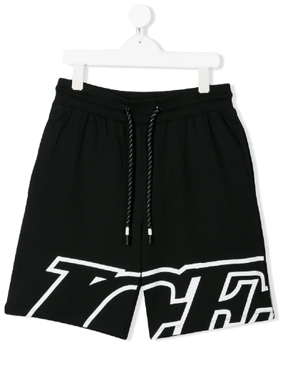 Iceberg Teen Logo-print Track Shorts In Black