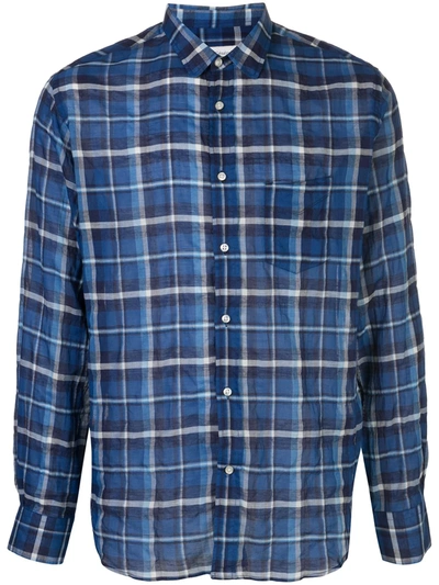 Officine Generale Checked Regular-fit Shirt In Blue