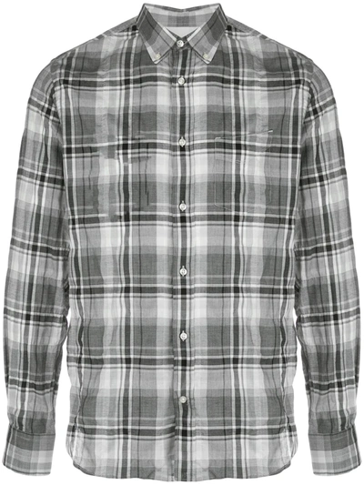 Officine Generale Checked Button-down Shirt In Grey