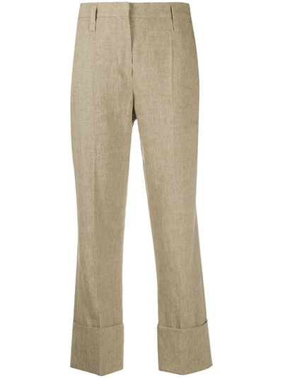 Brunello Cucinelli Cropped Straight Leg Trousers In Neutrals