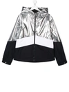 Moncler Teen Contrast Zipped Jacket In Silver