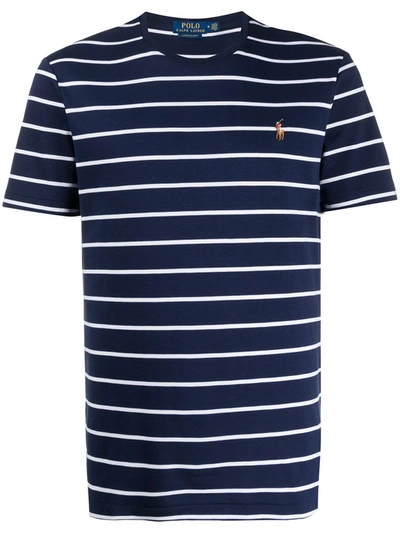 Polo Ralph Lauren Embroidered Logo Striped T-shirt In French Navy