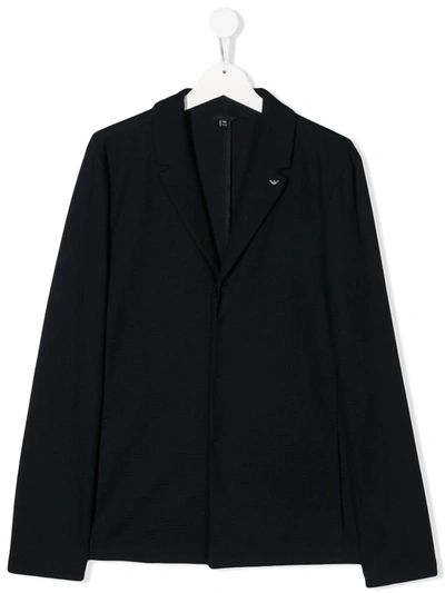 Emporio Armani Teen Single Breasted Jacket In Blue