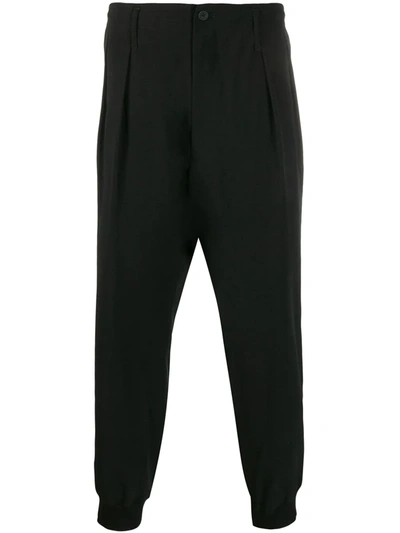 Yohji Yamamoto Pleated Cropped Trousers In Black