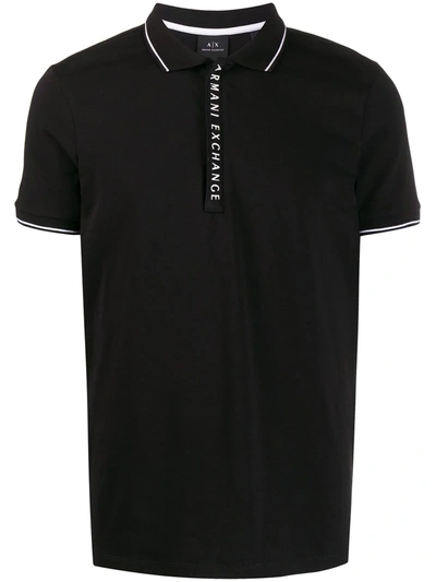 Armani Exchange Logo Detail Polo Shirt In Black