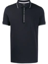 Armani Exchange Placket Detail Polo In Black In Navy
