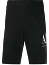 Armani Exchange Logo-embroidered Track Shorts In Blue