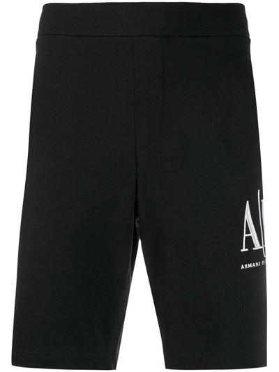 Armani Exchange Logo-embroidered Track Shorts In Blue