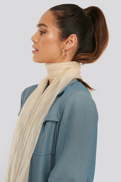 Na-kd Shiny Slim Neck Scarf - Beige In Cream