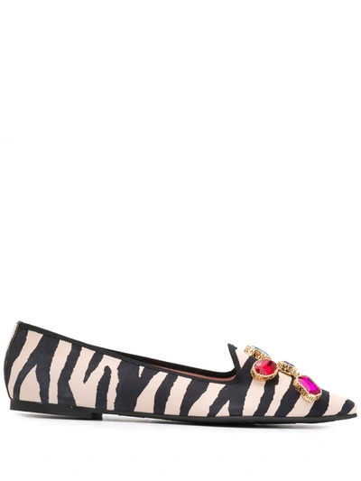 Pretty Ballerinas Zebra Print Pumps In White