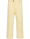 Prada Cropped Straight-leg Trousers In Yellow