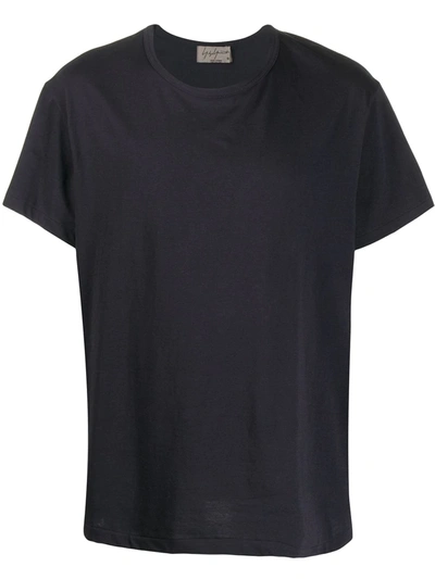 Yohji Yamamoto Plain Crew Neck T-shirt In Blue