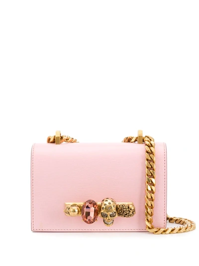 Alexander Mcqueen Mini Jeweled Crossbody Bag In Pink