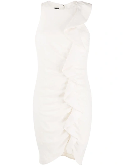 Pinko Ruffle-trimmed Mini Dress In White