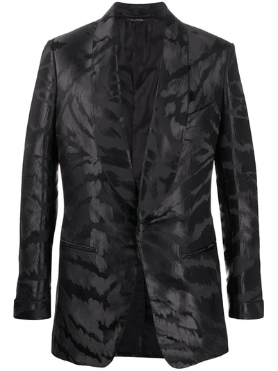 Tom Ford Abstract-jacquard Satin Tuxedo Jacket In Black