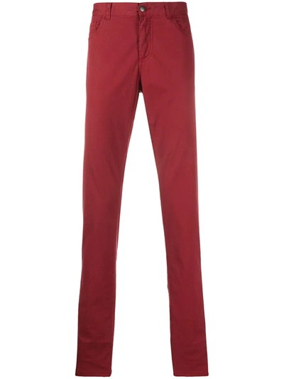 Canali Slim Fit Chinos In Red