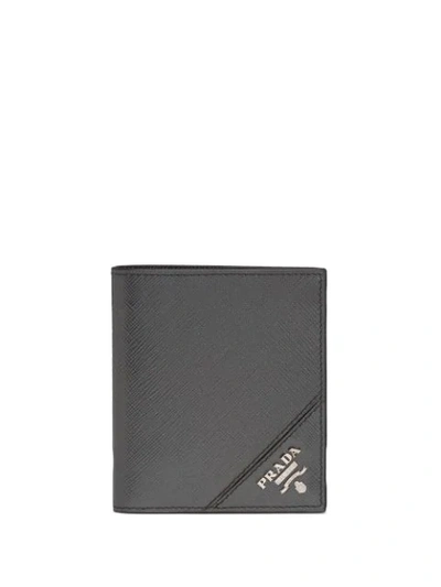 Prada Saffiano Folding Wallet In Grey
