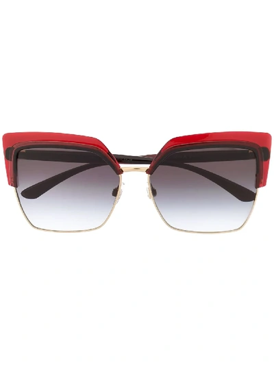 Dolce & Gabbana Double Line Butterfly-frame Sunglasses In Red
