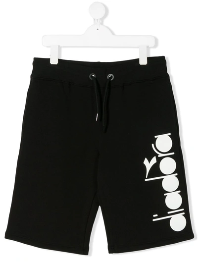 Diadora Junior Kids' Logo-print Track Shorts In Black