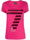 Ea7 Rhinestone Logo T-shirt In Pink