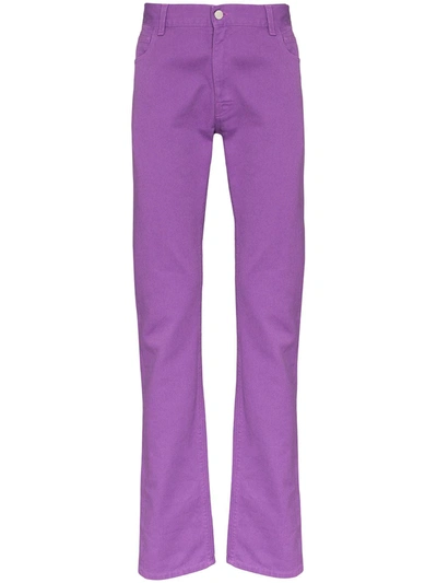Raf Simons Patch Detail Slim-fit Jeans In Purple