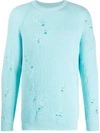 Laneus Distressed Effect Sweatshirt In Blue