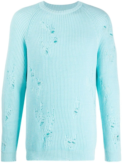 Laneus Distressed Effect Sweatshirt In Blue