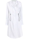 Off-white Drawstring Striped Shirt Dress In White