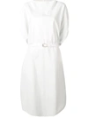 Mm6 Maison Margiela Belted Crepe De Chine Midi Dress In White