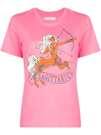 Alberta Ferretti Love Me Starlight Sagittarius Printed Organic Cotton-jersey T-shirt In Pink