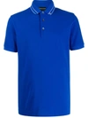 Emporio Armani Logo Collar Polo Shirt In Blue