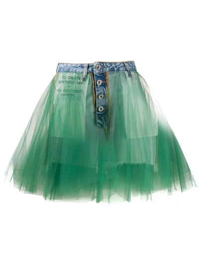 Ben Taverniti Unravel Project Tutu Denim Skirt In Green