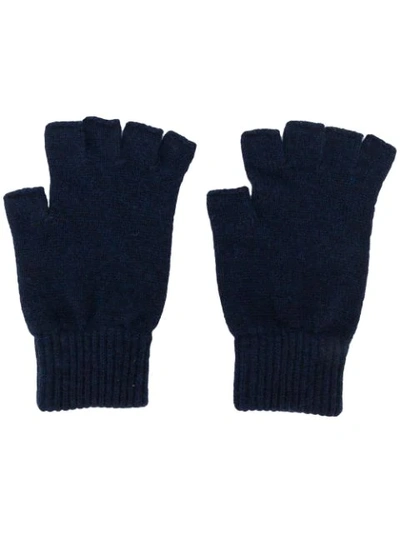 Pringle Of Scotland Fingerless Cashmere Gloves In Blue