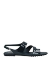 Tod's Rubberized Leather Sandals In Black