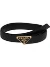 Prada Triangolo Saffiano Leather Belt In Black