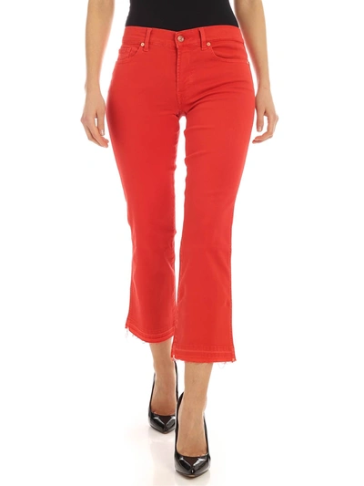 7 For All Mankind Cropped Boot Unrolled Pants In Red