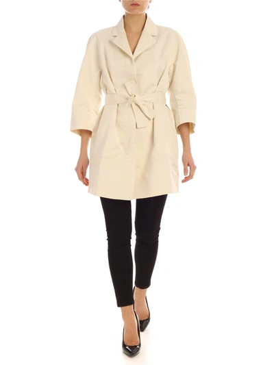 Add Trench Coat In Ivory Color Technical Fabric In White