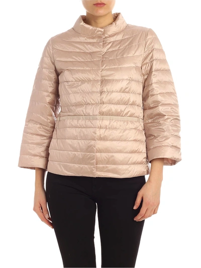 Add Pink Down Jacket With Waist Ribbon