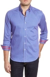 Robert Graham Charlie Tailored Fit Check Button-up Sport Shirt In Blue